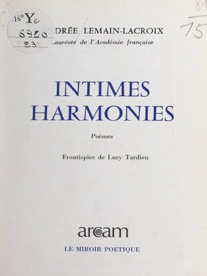 cover image of Intimes harmonies